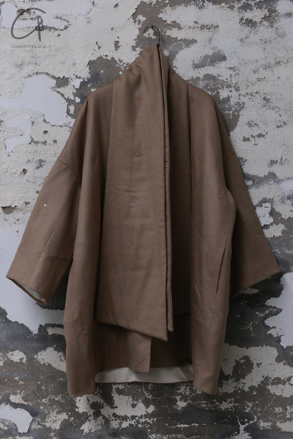 Mutedance 24 Autumn and Winter Loose Scarf Wool Silk Flower Dye Jacket MD-MD24FW28-CELADON MD24FW29